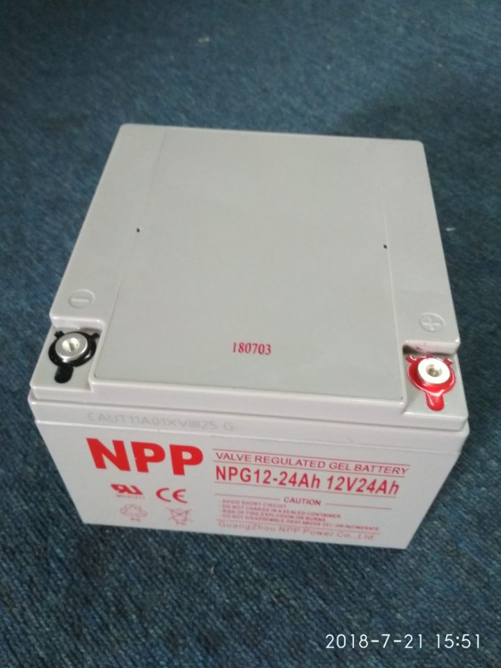 配电房蓄电池广州销售代理商 NPP胶体电池12V24AH价格 越秀UP