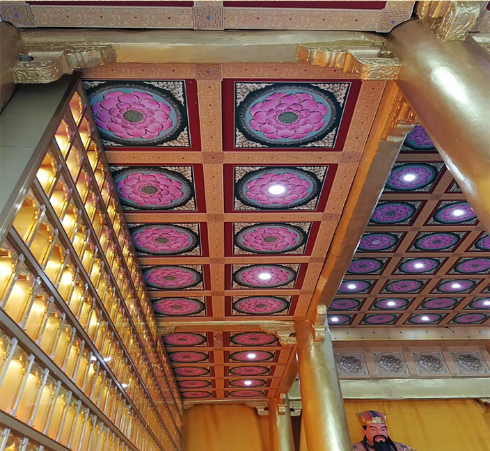 定制寺庙彩绘横梁佛堂天花板仿古装修材料地宫藻井