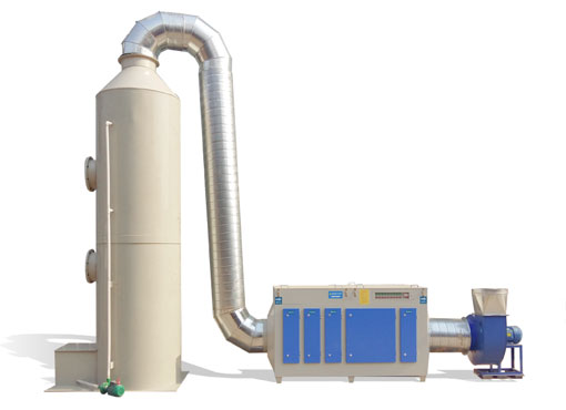 山西废气处理喷淋塔+活性炭吸附+UV光氧催化设备