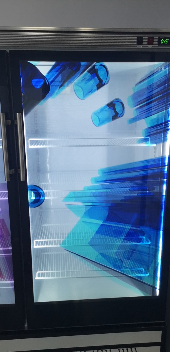 东莞惠华电子厂家直销55寸透明液晶冰箱冰柜门