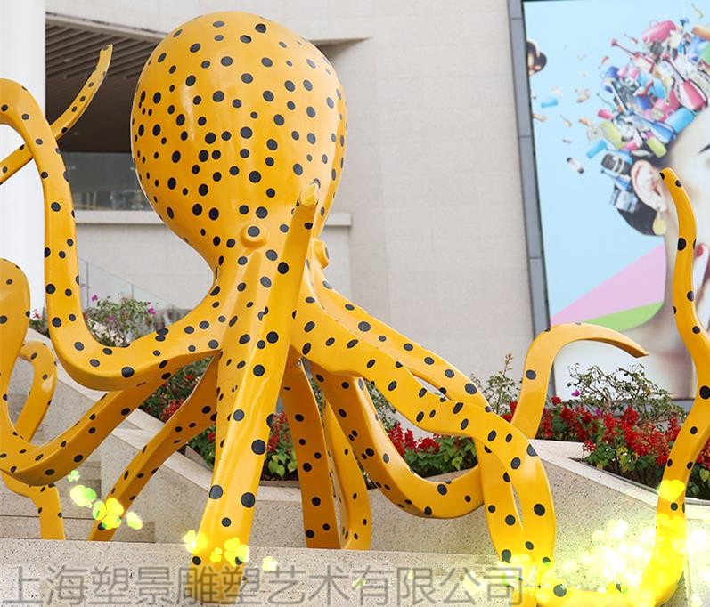 上海 精品店不锈钢彩绘章鱼雕塑 烤漆工艺八爪鱼雕塑工厂制作