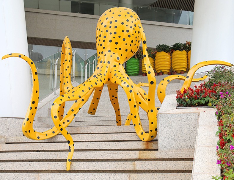 上海 精品店不锈钢彩绘章鱼雕塑 烤漆工艺八爪鱼雕塑工厂制作