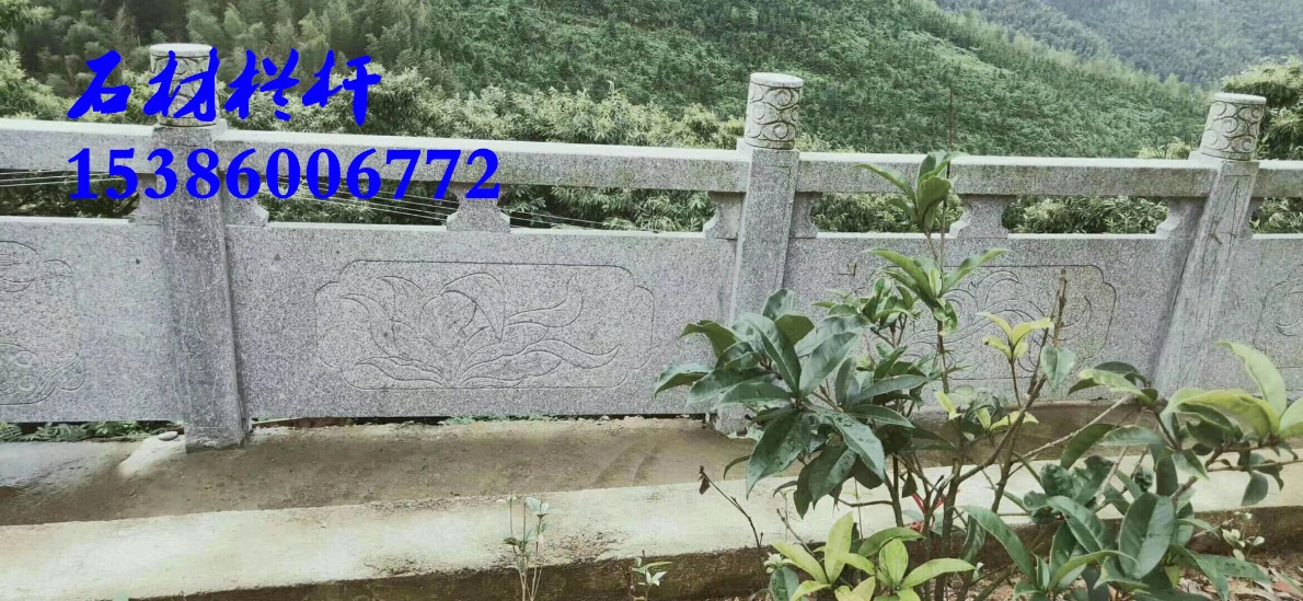 湖南衡阳石材栏杆 桥梁河道防护石材护栏 芝麻灰石材雕刻栏板