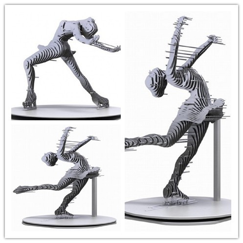 苏州金属切片人物雕塑 不锈钢舞蹈造型工艺品摆件