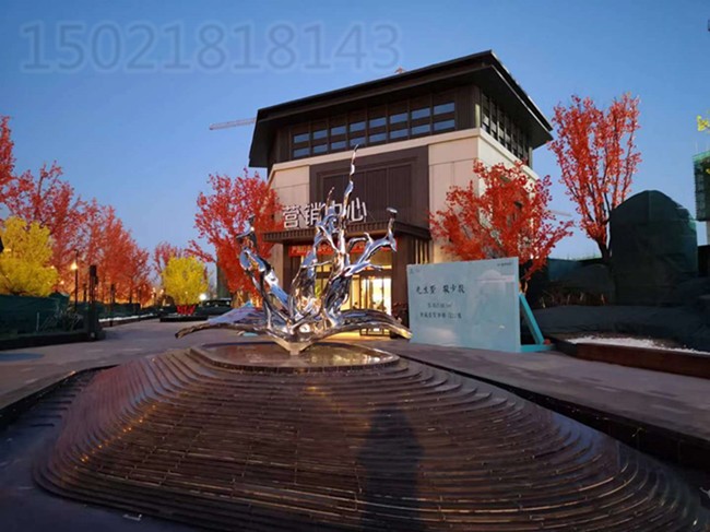 河南售楼展示区不锈钢水花雕塑 金属异形水景景观摆件