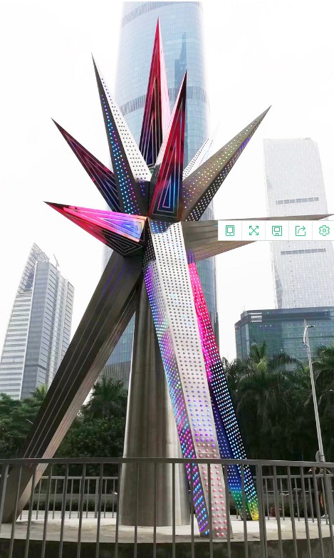 吉林商业街三角拼接镂空雕塑 不锈钢抽象七彩景观摆件