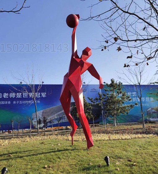 济源草坪体操运动打篮球雕塑 烤漆羽毛球人物效果图