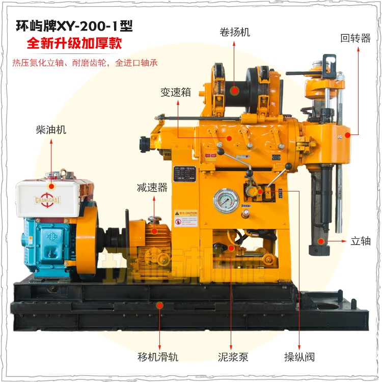 环屿XY-200-1型液压钻机 200米钻井机设备/家用打井机