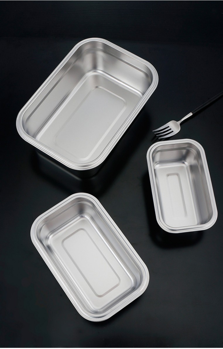 食品级304厨房收纳盒烤箱保鲜盒野餐盒 定制带盖密封不锈钢保鲜盒