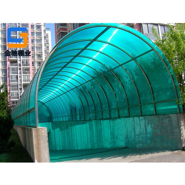 宁波厂家定制阳光板坡道雨棚、地下停车场出入口雨棚