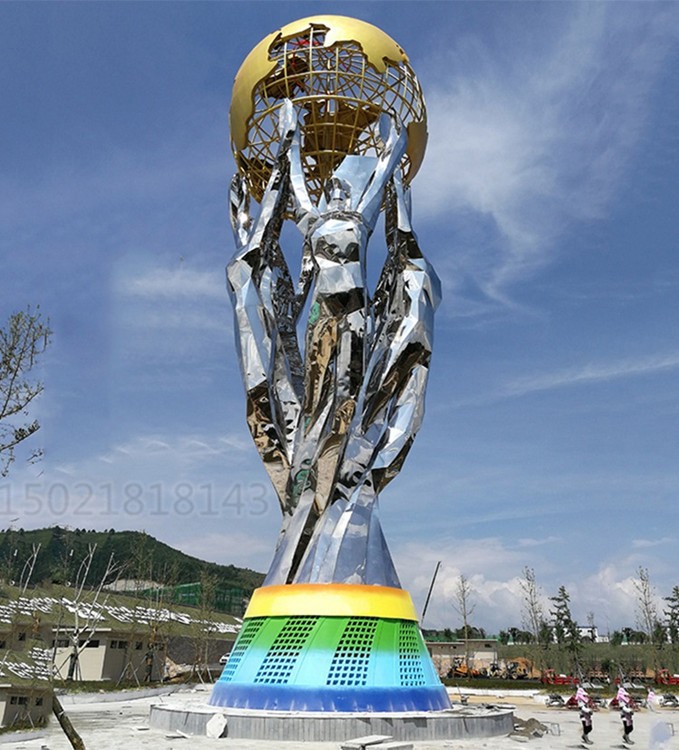 合肥广场人物举镂空球雕塑 不锈钢烤漆景观摆件定制