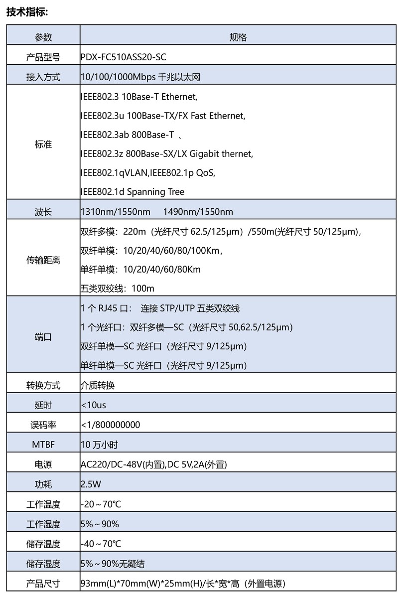 鹏鼎信千兆1光1电光纤收发器千兆光电转换器安防监控专用