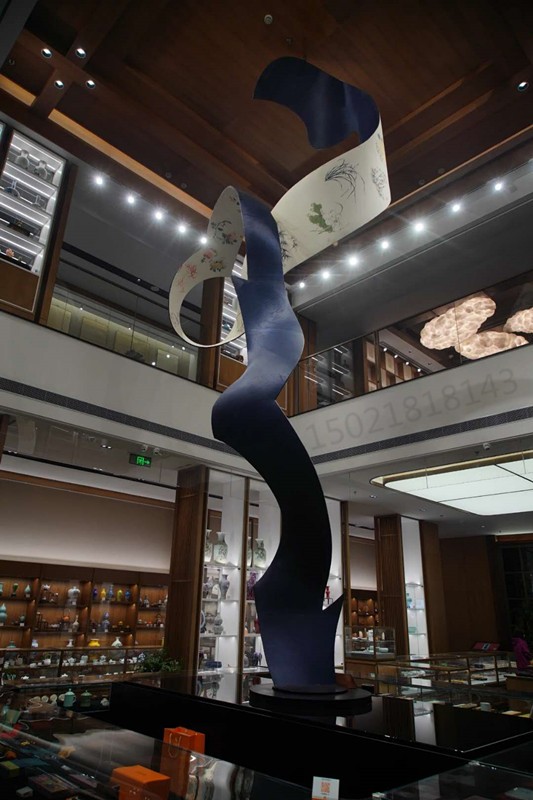 常州书店定制不锈钢抽象艺术雕塑 超薄钢片磨砂效果图