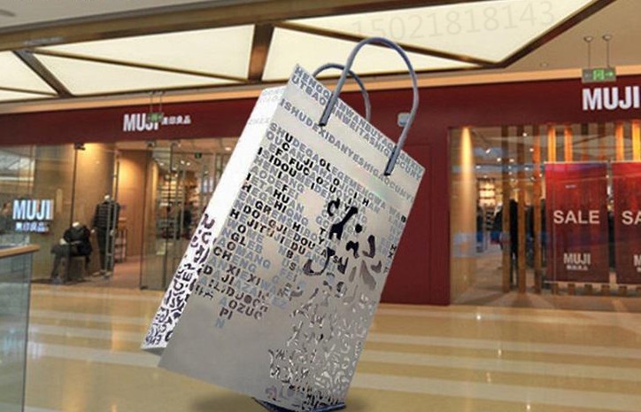 九江商场不锈钢镂空手提袋雕塑 购物袋雕塑摆件