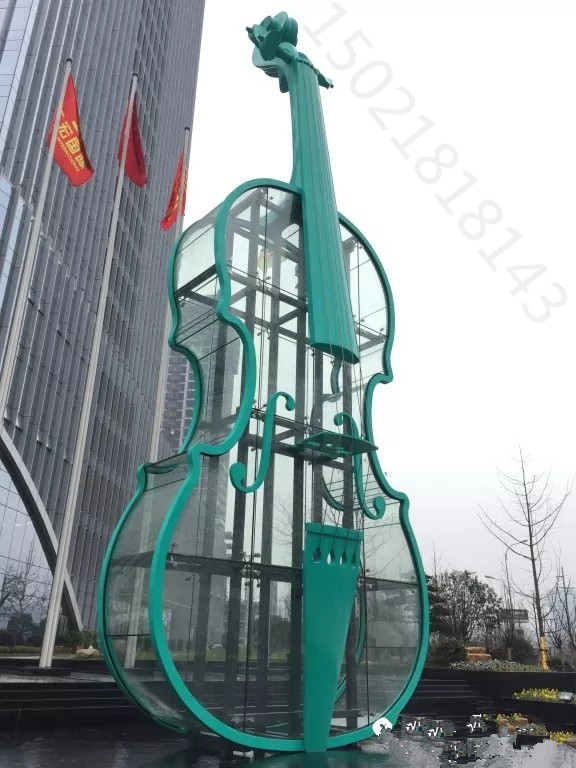 上海商业街镂空大提琴雕塑 景观乐器定制